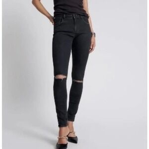 OneTeaspoon High Waist Freebirds Black Skinny Jeans Zipper Ankle Women's 26
